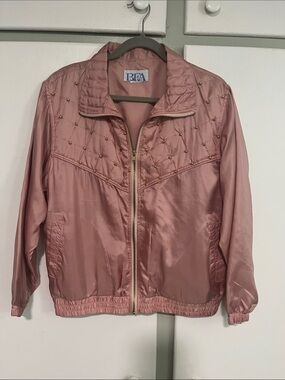 BEA Dusty Rose Quilted Satin Bomber Jacket